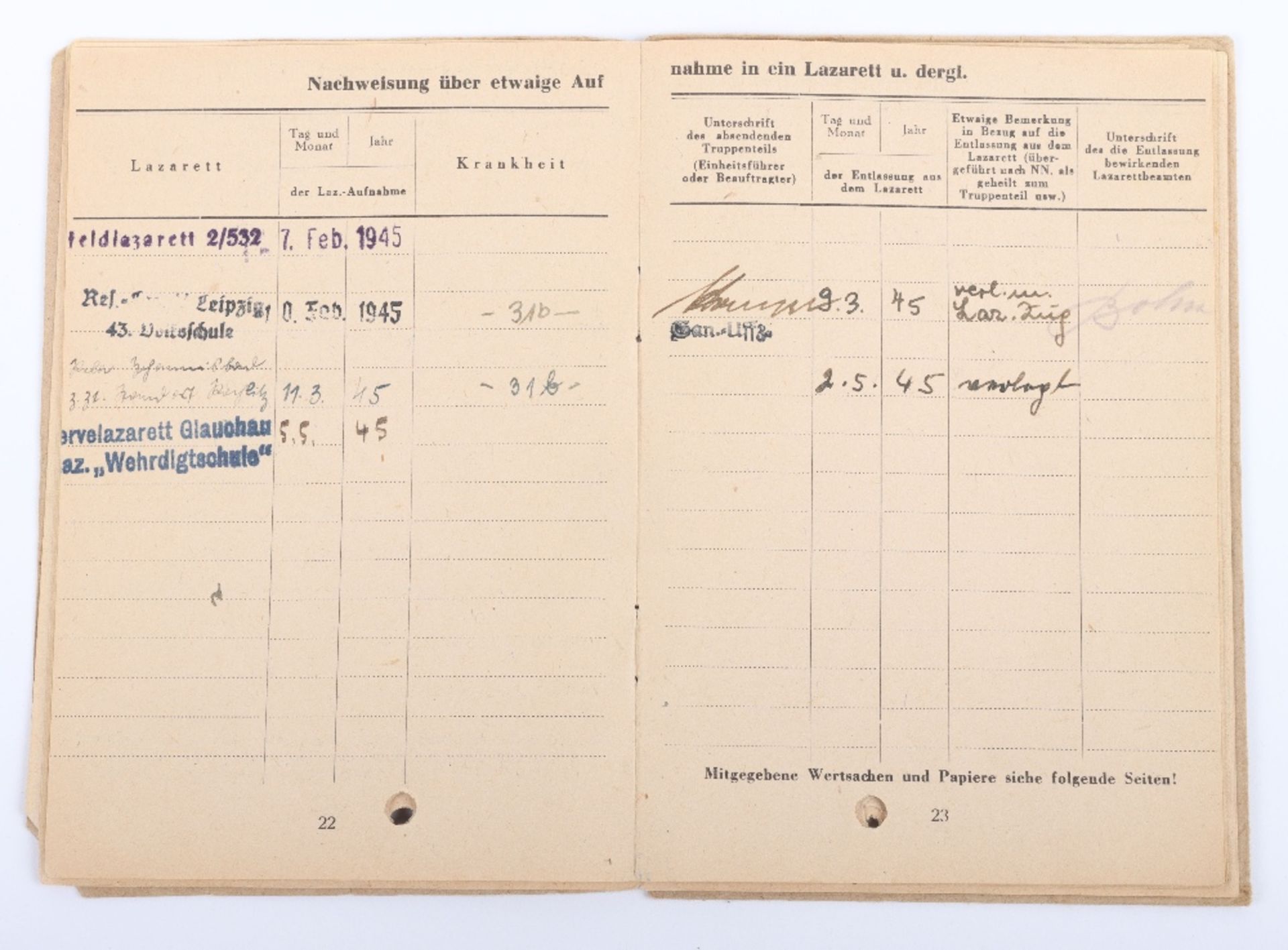 WW2 German SS-Polizei Soldbuch to Bez. Oberwachtm. d Gend. B. Marquardt. Shrapnel wound Feb. 1945. C - Bild 9 aus 14