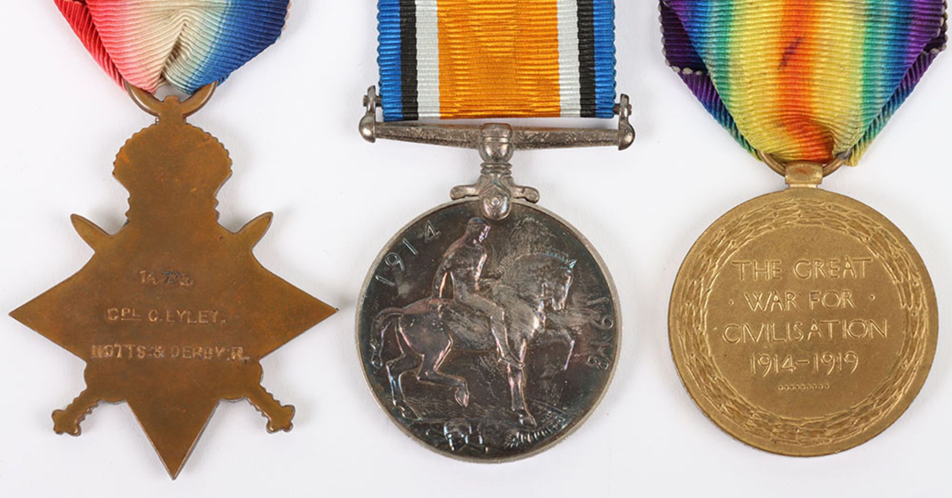 A Great War February 1916 killed in action 1914-15 star medal trio to a coal miner in the 10th Batta - Bild 5 aus 5