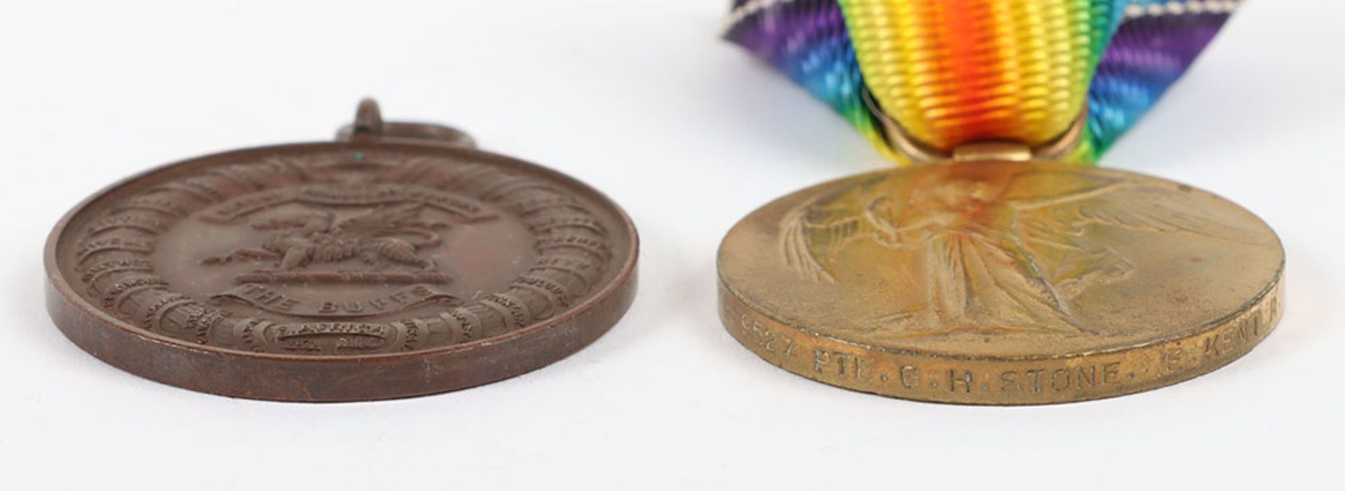 A Great War Victory medal with marksman Regimental prize medal to the East Kent Regiment - Image 2 of 3