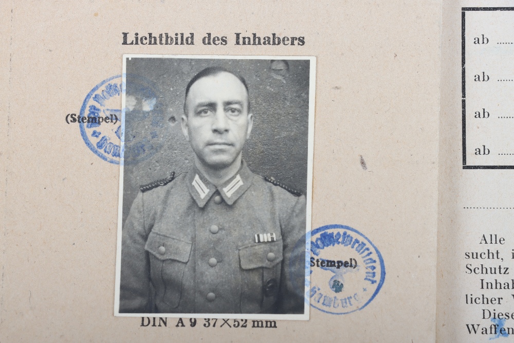 WW2 German SS-Polizei Soldbuch to Wachmeister der Reserve Otto Langer. Late, 1945 issue, Schutzpoliz - Image 2 of 13