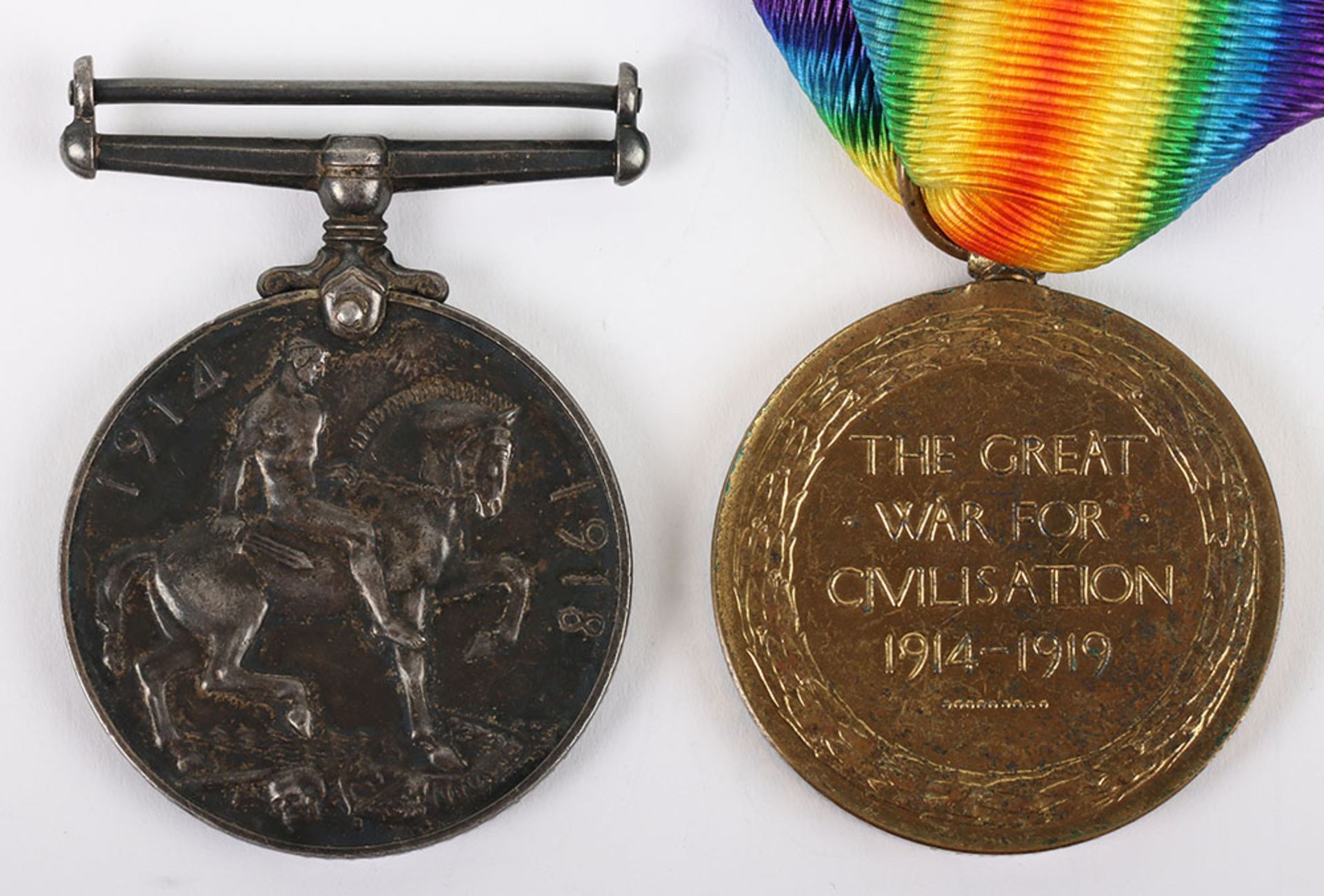 A Great War pair of medals to a Private in the Kings Own Scottish Borderers who was discharged in Oc - Image 5 of 5