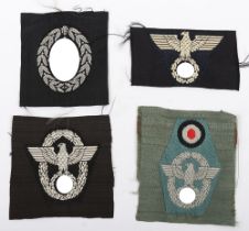 4x WW2 German Cloth Cap Insignias