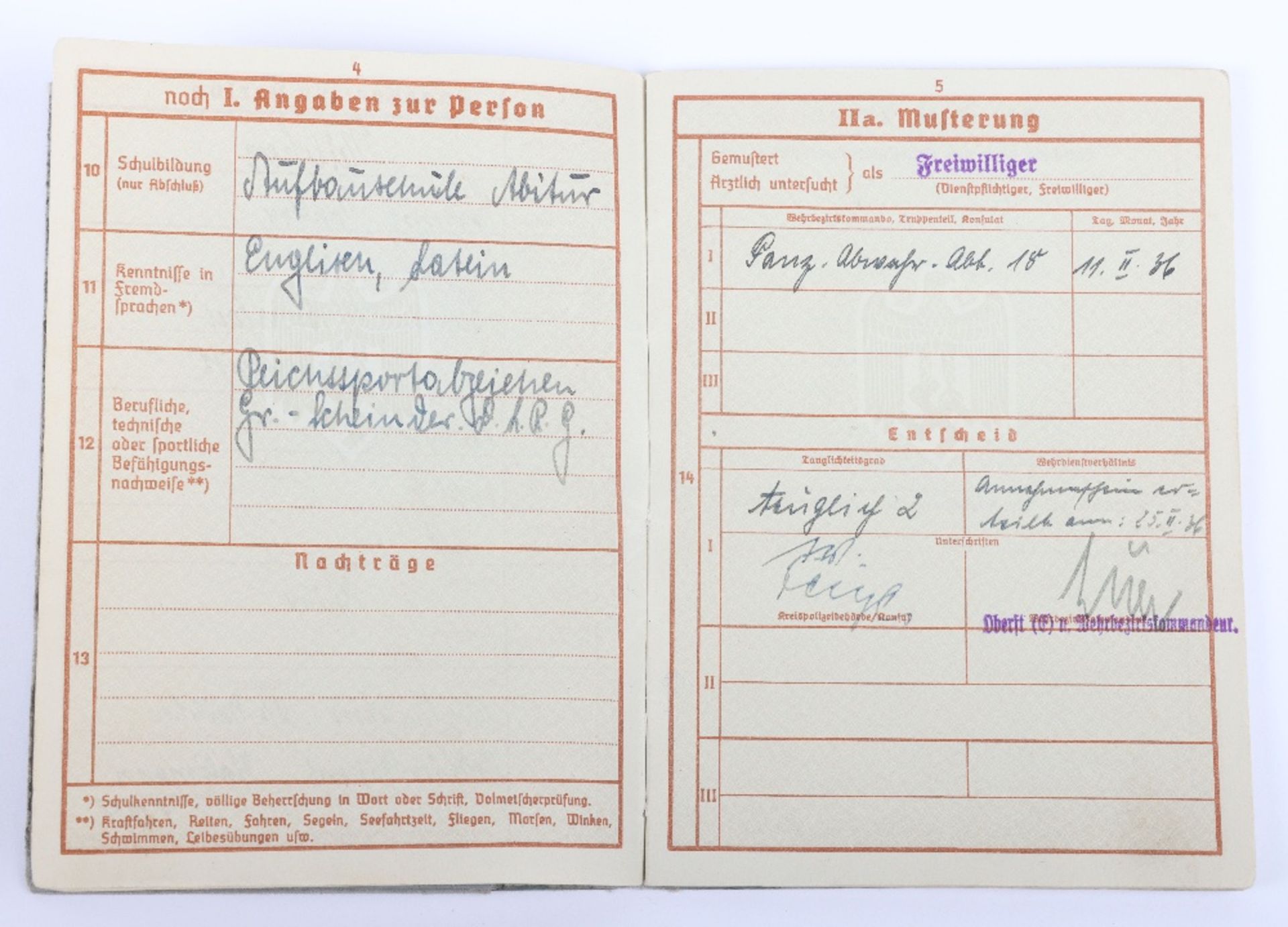 WW2 German Wehrpass to H. Mülchen, Panzer Abwehr. Abteilung 18 - Bild 15 aus 26