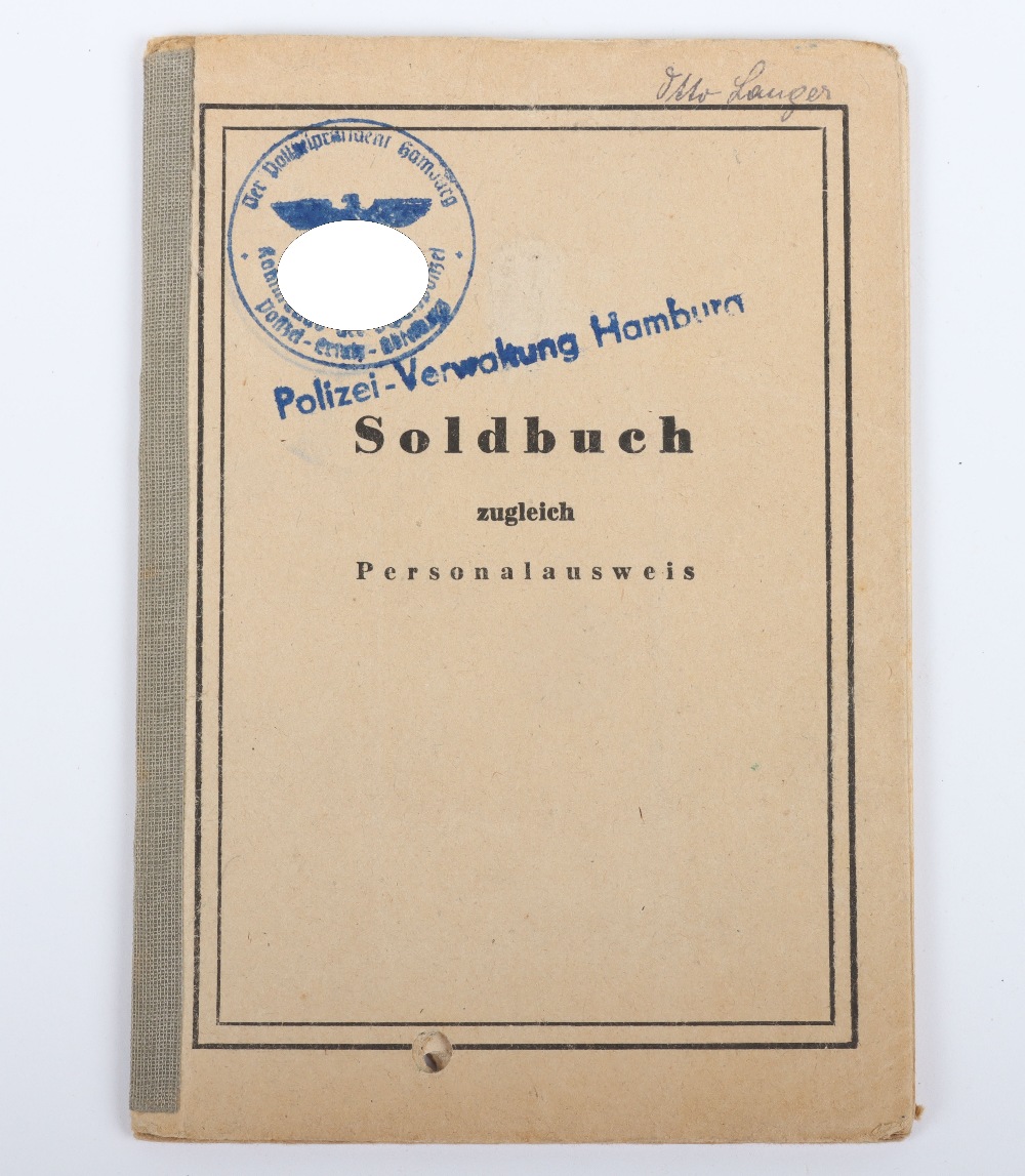 WW2 German SS-Polizei Soldbuch to Wachmeister der Reserve Otto Langer. Late, 1945 issue, Schutzpoliz - Image 12 of 13