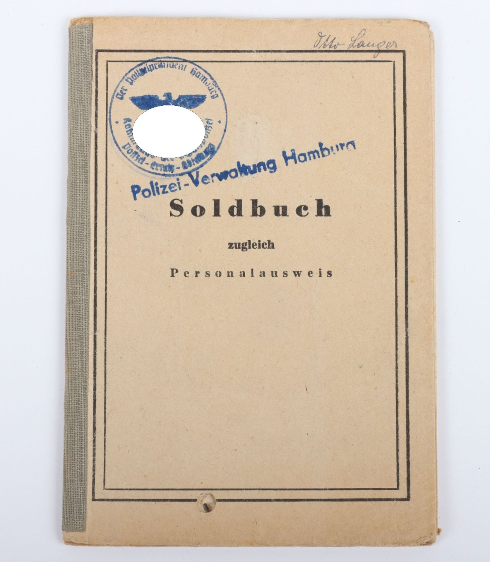 WW2 German SS-Polizei Soldbuch to Wachmeister der Reserve Otto Langer. Late, 1945 issue, Schutzpoliz - Bild 12 aus 13