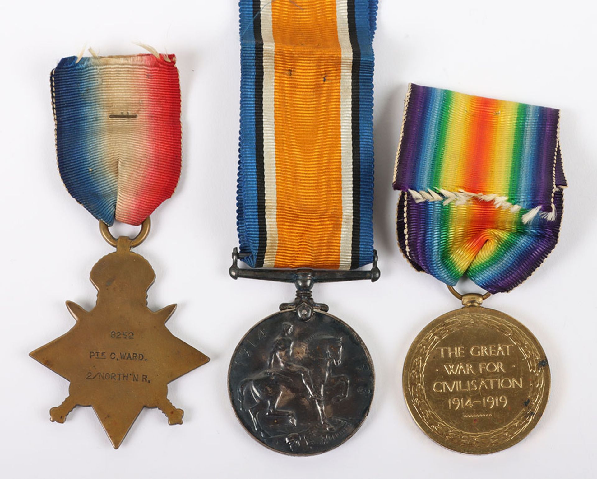 A Great War 1914 Star medal trio to the 2nd Battalion Northamptonshire Regiment - Bild 4 aus 5