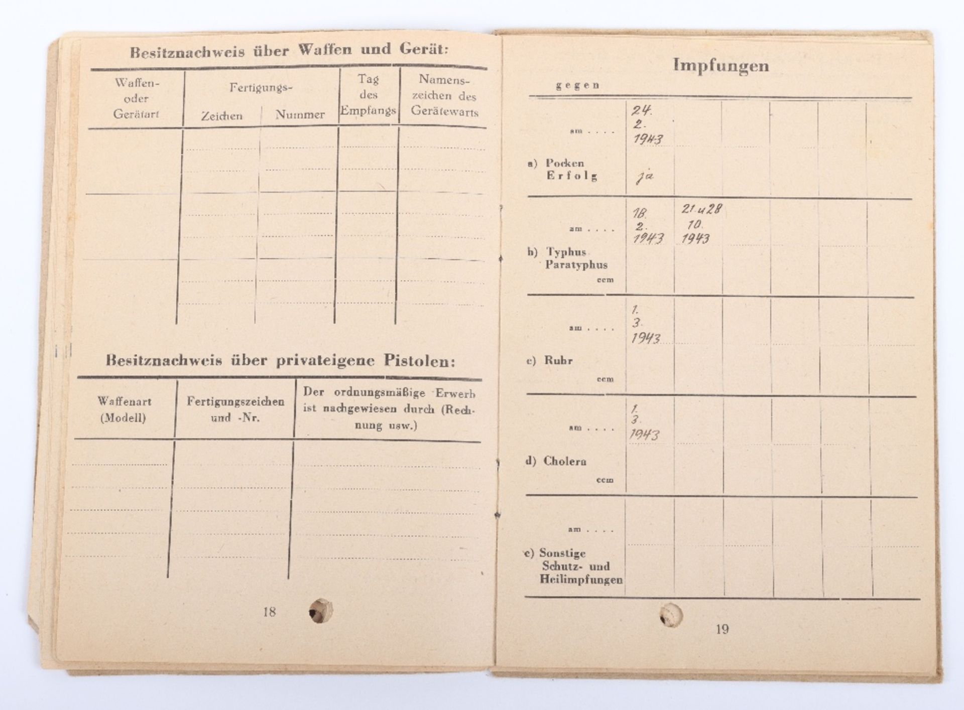 WW2 German SS-Polizei Soldbuch to Bez. Oberwachtm. d Gend. B. Marquardt. Shrapnel wound Feb. 1945. C - Image 8 of 14