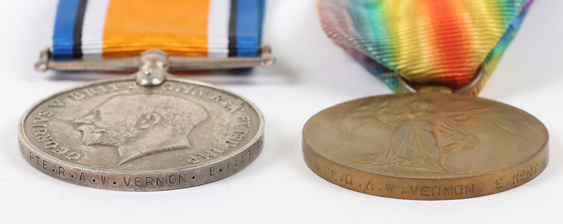 A 1916 Battle of the Somme killed in action pair of medals to the East Kent Regiment - Bild 3 aus 5