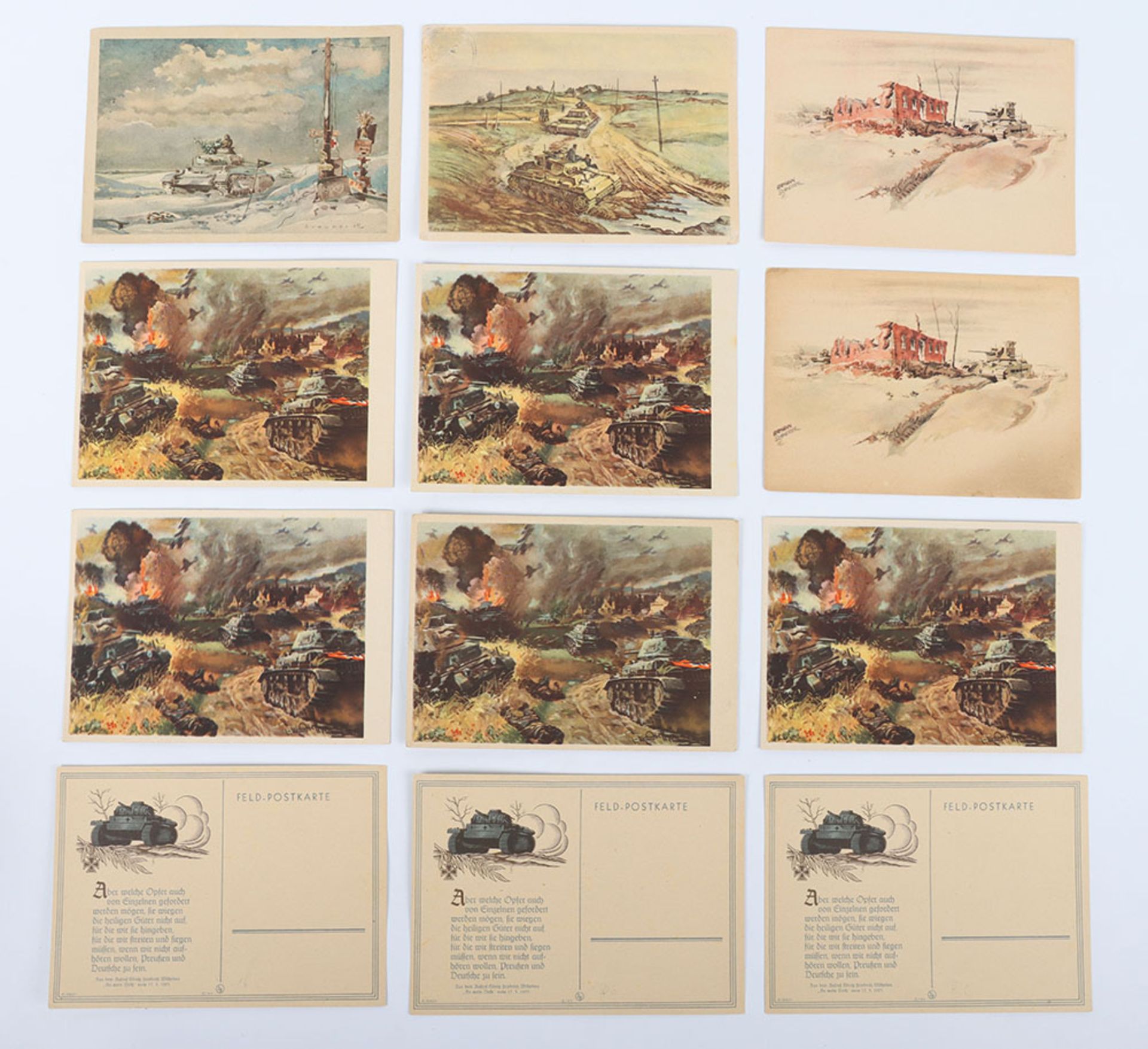 German Third Reich Picture Tank Battle Postcards