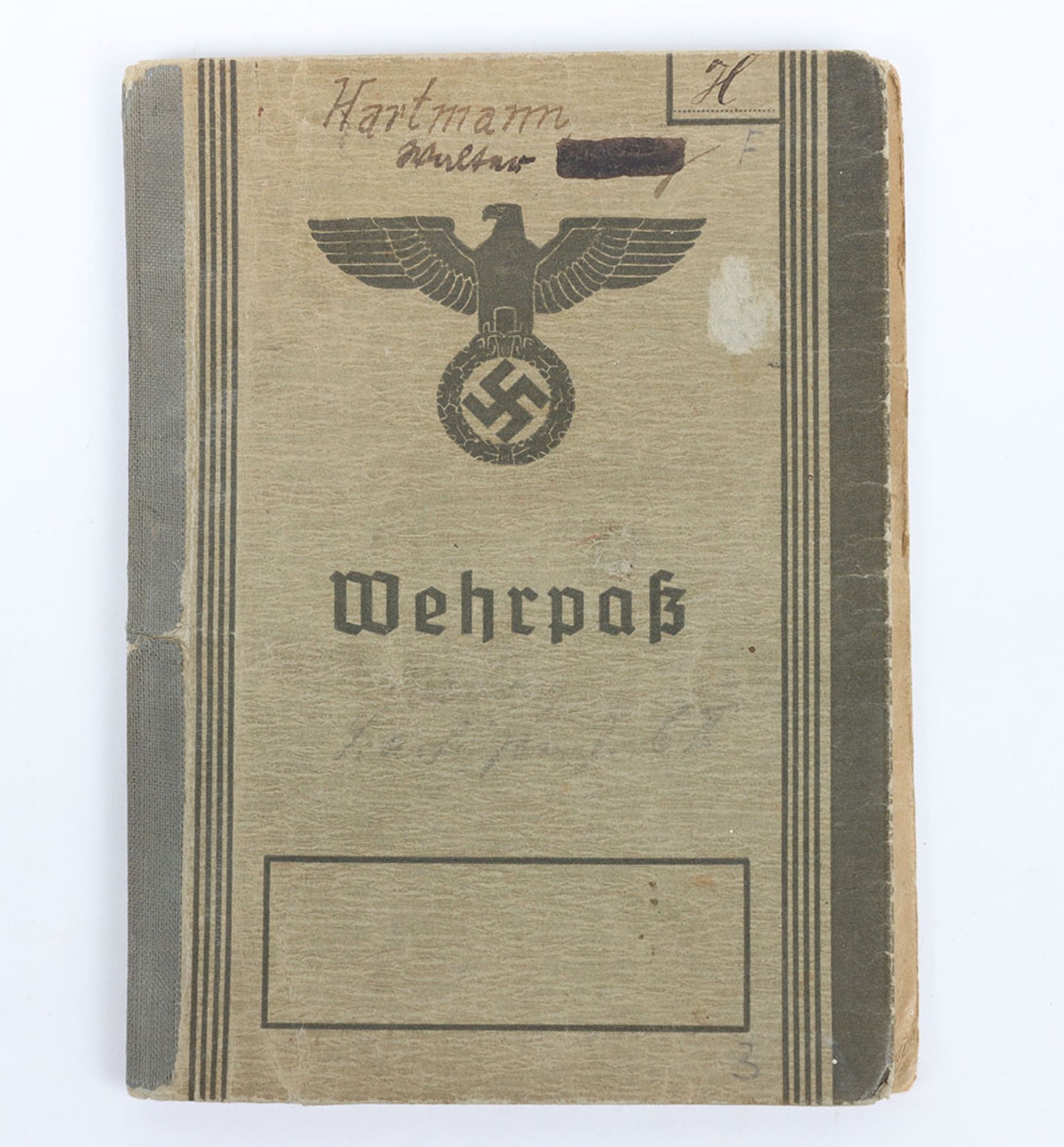 WW2 German Wehrpass to Dr. phil. W. Hartmann, Pz. Rgt 7, Stab 10. Pz. Division - Image 2 of 8