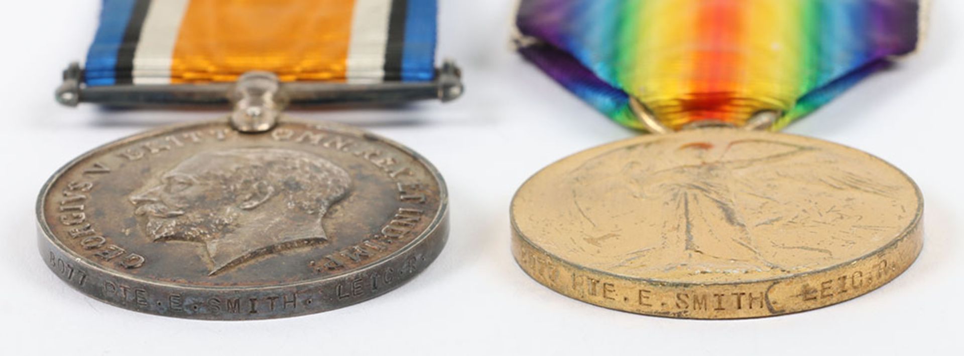 Great War pair of medals to the Leicestershire Regiment - Image 3 of 5