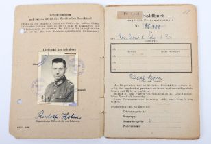 WW2 German SS-Polizei Soldbuch to Oberwachmeister der Reserve R. Holm. Late 1945 issue, Schutzpolize