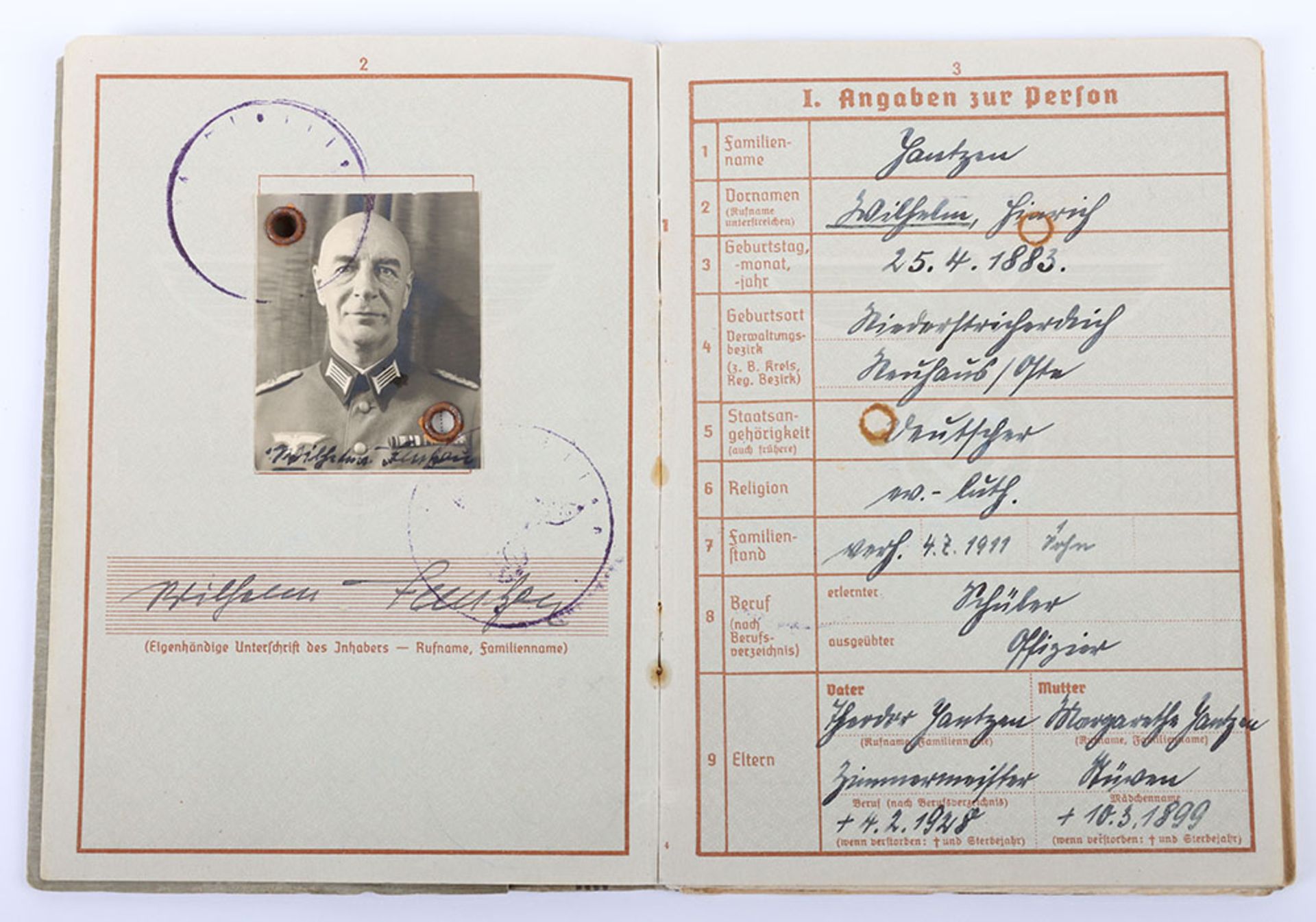 WW2 German Army Wehrpass Issued to Lieutenant Colonel of the Artillery and Later Ordnance Department - Image 6 of 12