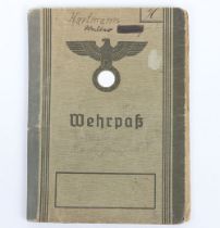 WW2 German Wehrpass to Dr. phil. W. Hartmann, Pz. Rgt 7, Stab 10. Pz. Division