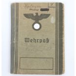 WW2 German Wehrpass to Dr. phil. W. Hartmann, Pz. Rgt 7, Stab 10. Pz. Division