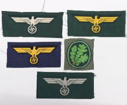 Lot of 4 WW2 German tunic breast eagles arm sleeve patch for Jäger troops