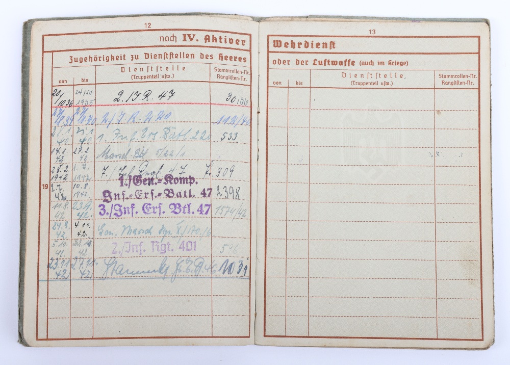 WW2 German Wehrpass to F. Christoffers, Inf. Rgt. 47, Inf. Rgt. 401, Nordfront, Russian Front - Image 9 of 21