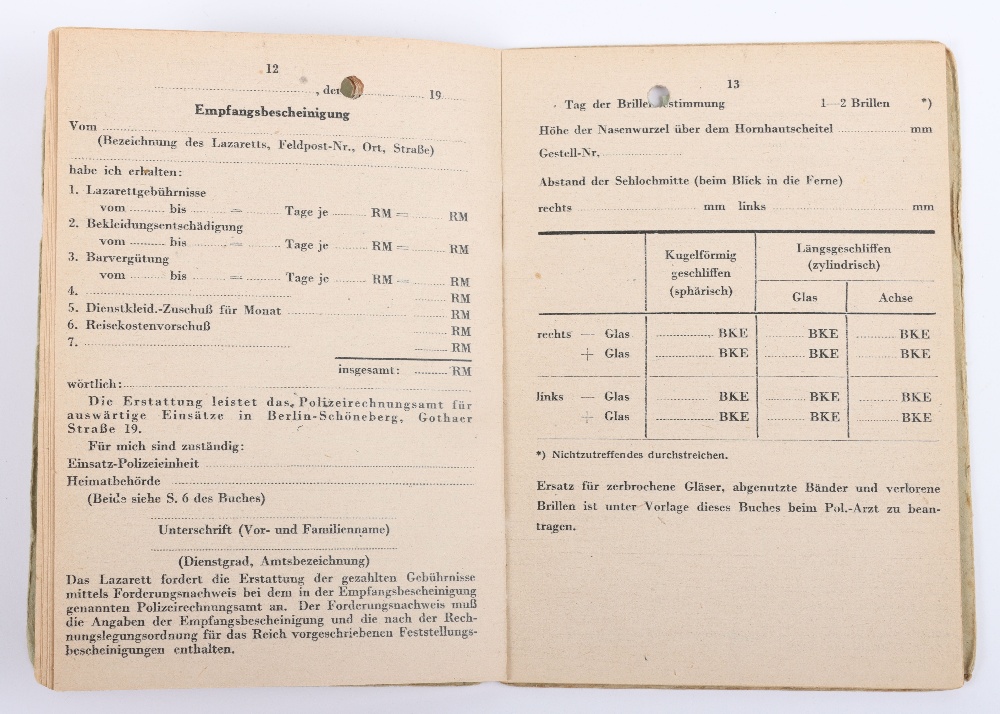 WW2 German Police Soldbuch / ID book to Thilo Linsel, late 1944 issue, Polizei Reserve Hamburg - Image 10 of 11