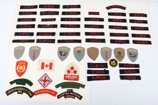 Large quantity of cloth Royal Canadian Artillery shoulder flashes