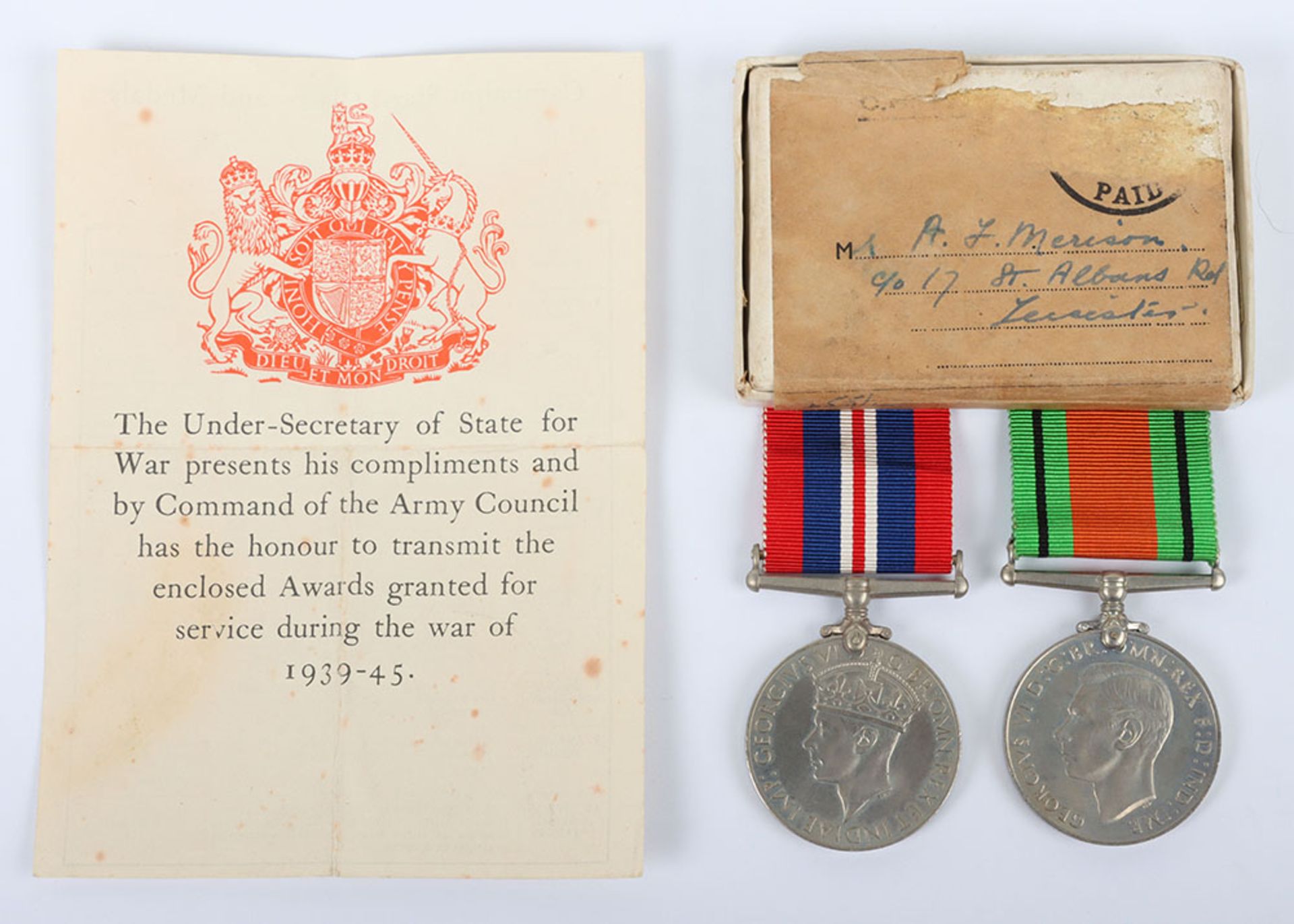 WW2 British Campaign Medal Pair