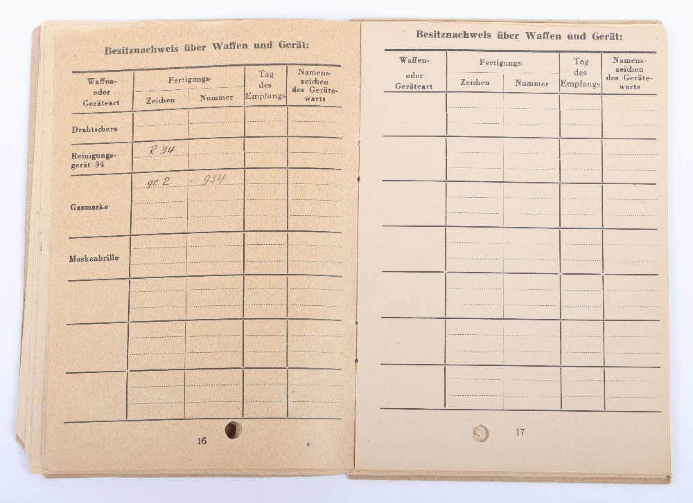 WW2 German SS-Polizei Soldbuch to Bez. Oberwachtm. d Gend. B. Marquardt. Shrapnel wound Feb. 1945. C - Image 7 of 14