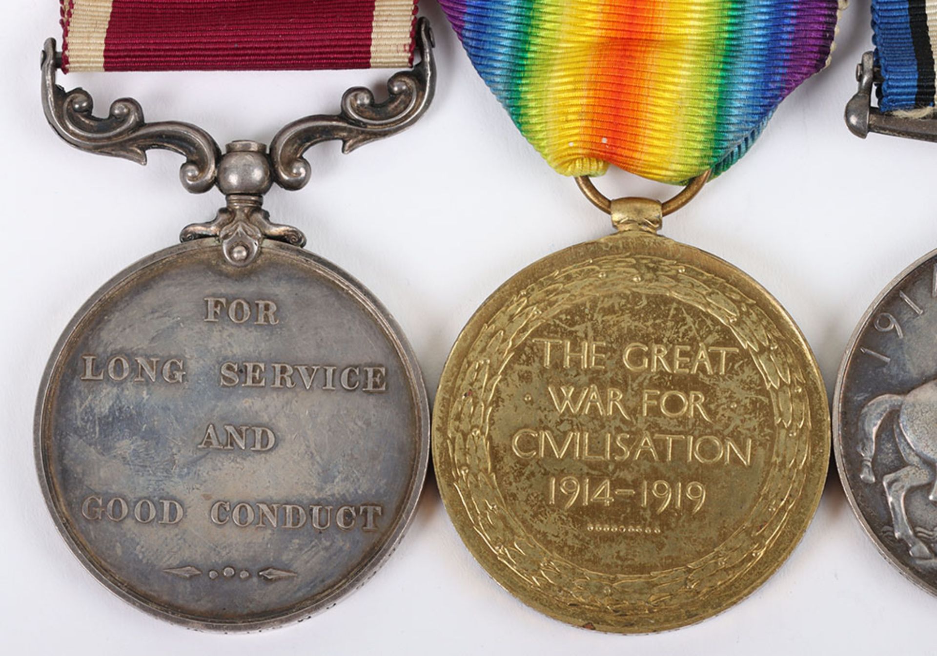 An unusual theatre Great War long service medal group of 4 to a Quarter Master Captain who served fo - Bild 8 aus 8