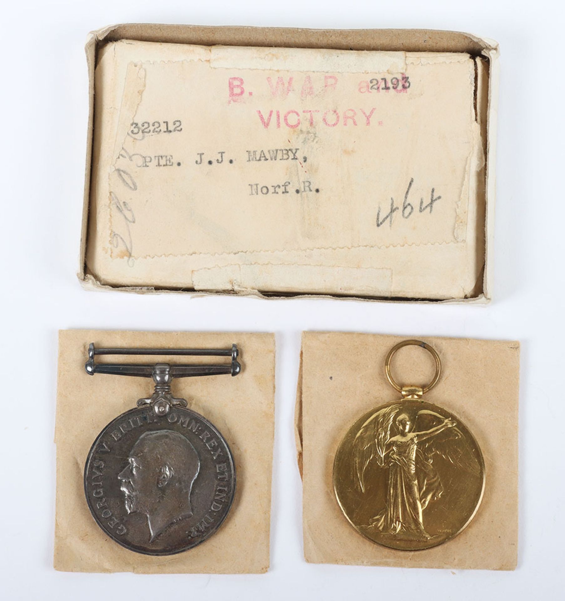 A Great War pair of medals to the Norfolk Regiment.