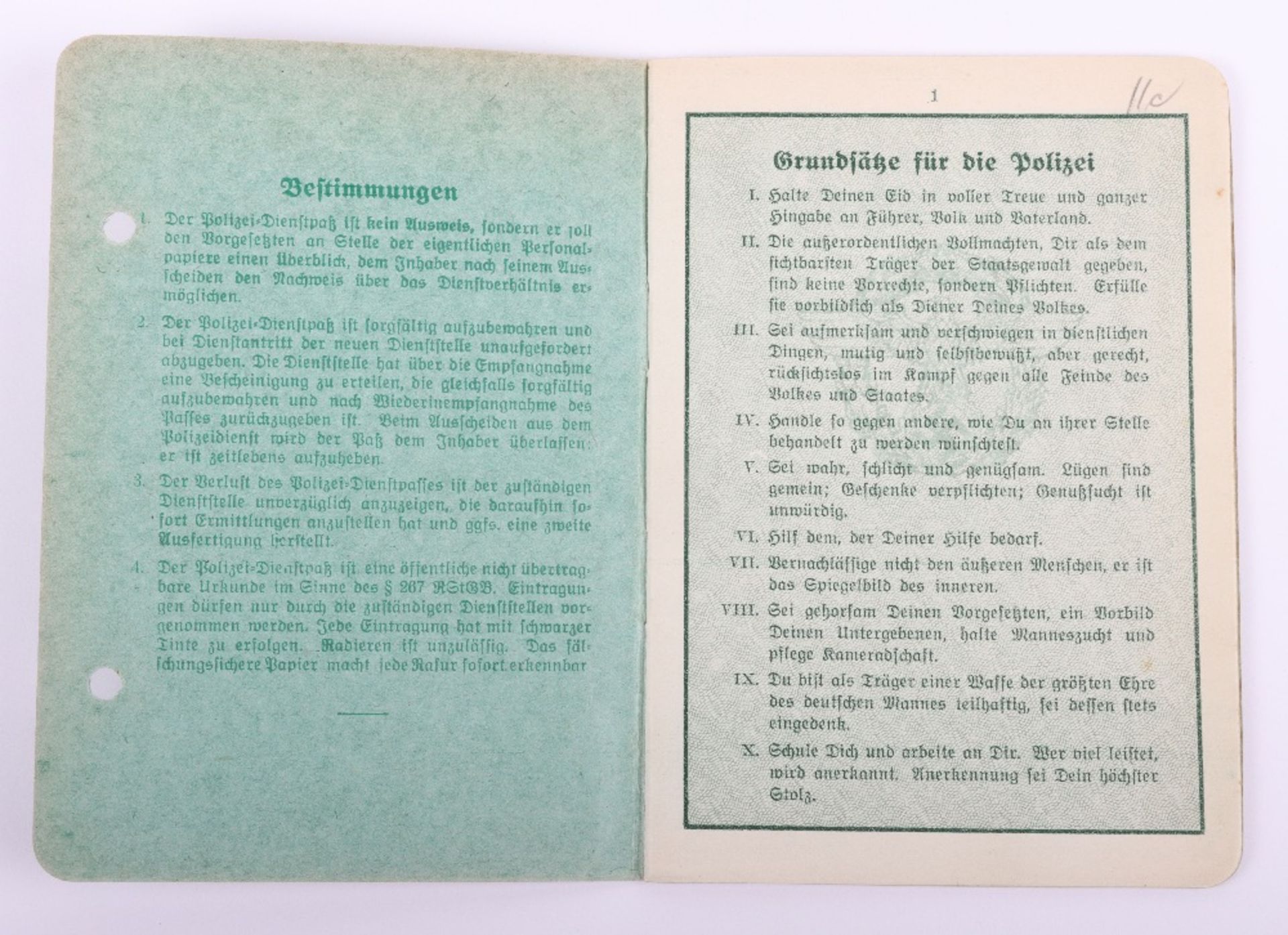 WW2 German Police service book / Polizei Dienstpass to Willy Schlatermund, Polizei Reserve Hamburg 1 - Image 3 of 10