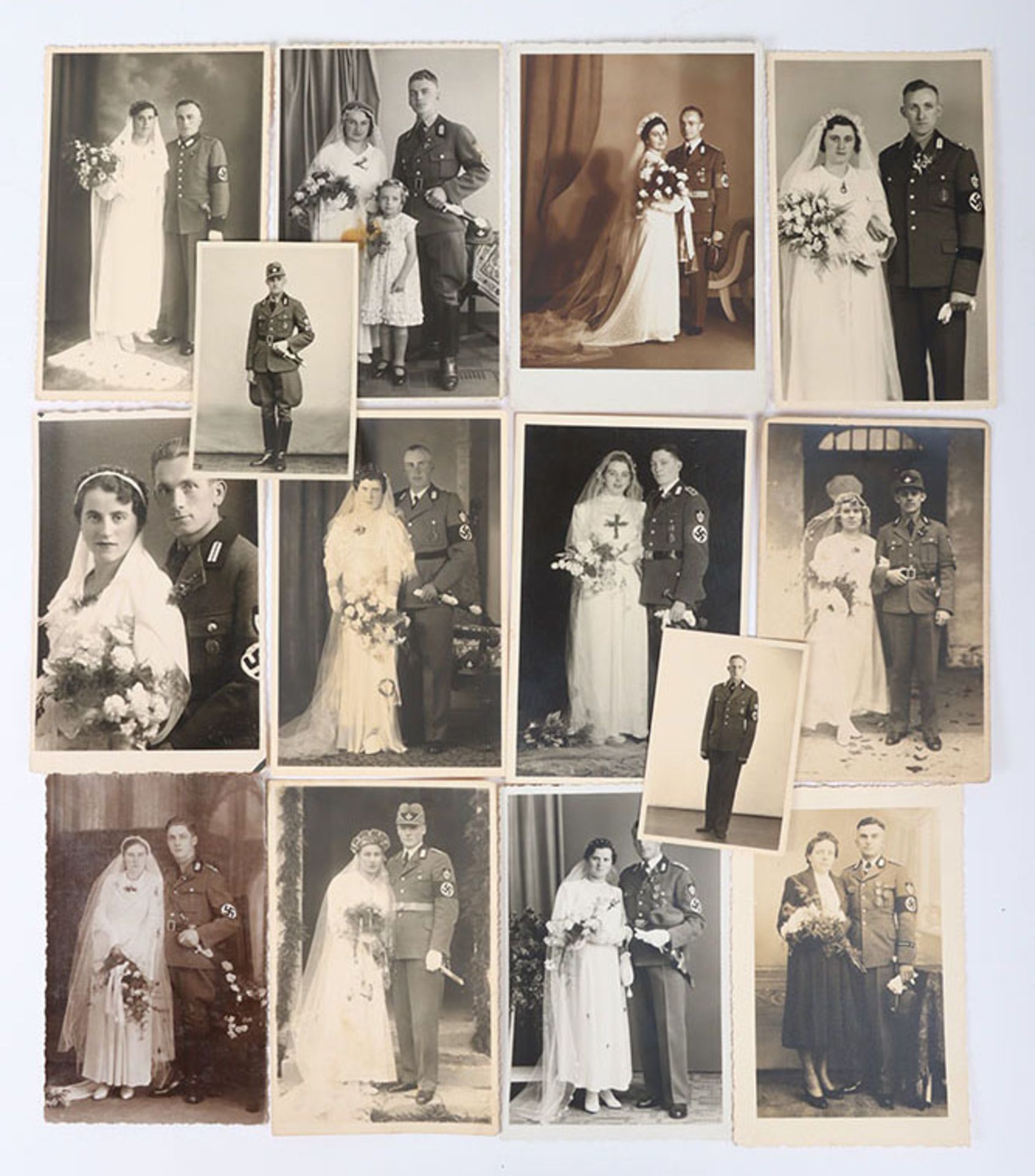 German Third Reich RAD Uniform Wedding Studio Photo Cards