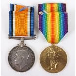 A pair of Great War medals for service in Hawke Battalion, Royal Naval Division