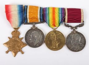 An unusual theatre Great War long service medal group of 4 to a Quarter Master Captain who served fo