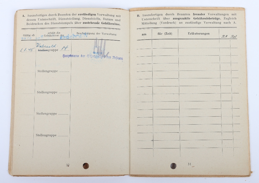 WW2 German SS-Polizei Soldbuch to Wachmeister der Reserve Otto Langer. Late, 1945 issue, Schutzpoliz - Image 10 of 13