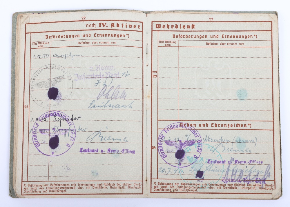 WW2 German Wehrpass to F. Christoffers, Inf. Rgt. 47, Inf. Rgt. 401, Nordfront, Russian Front - Image 11 of 21
