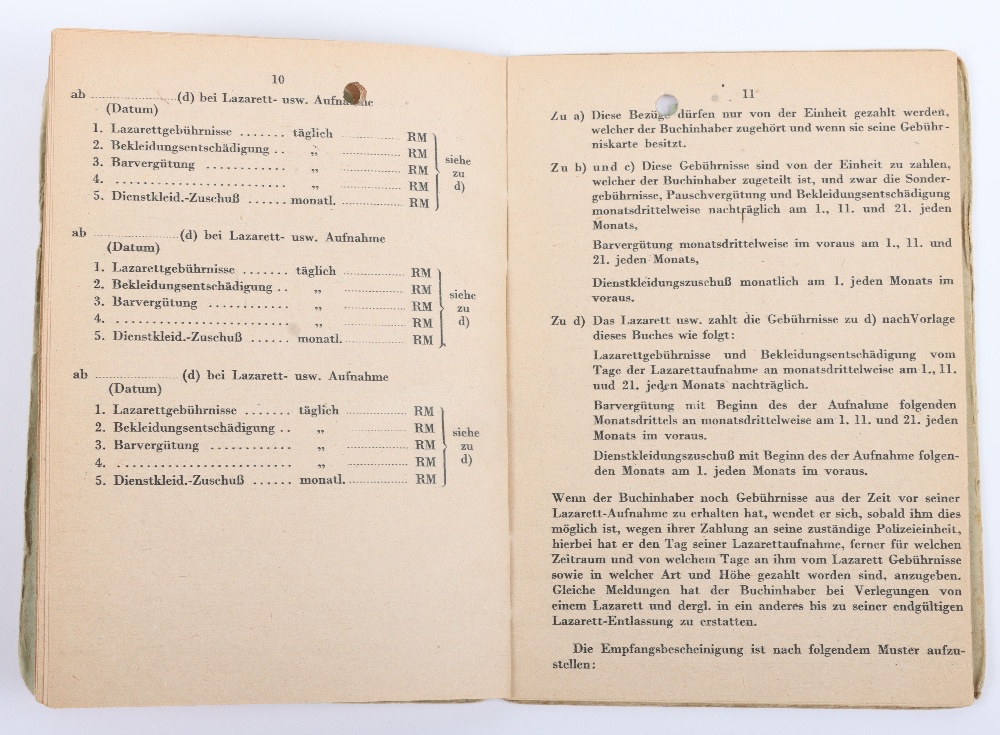 WW2 German Police Soldbuch / ID book to Thilo Linsel, late 1944 issue, Polizei Reserve Hamburg - Image 9 of 11