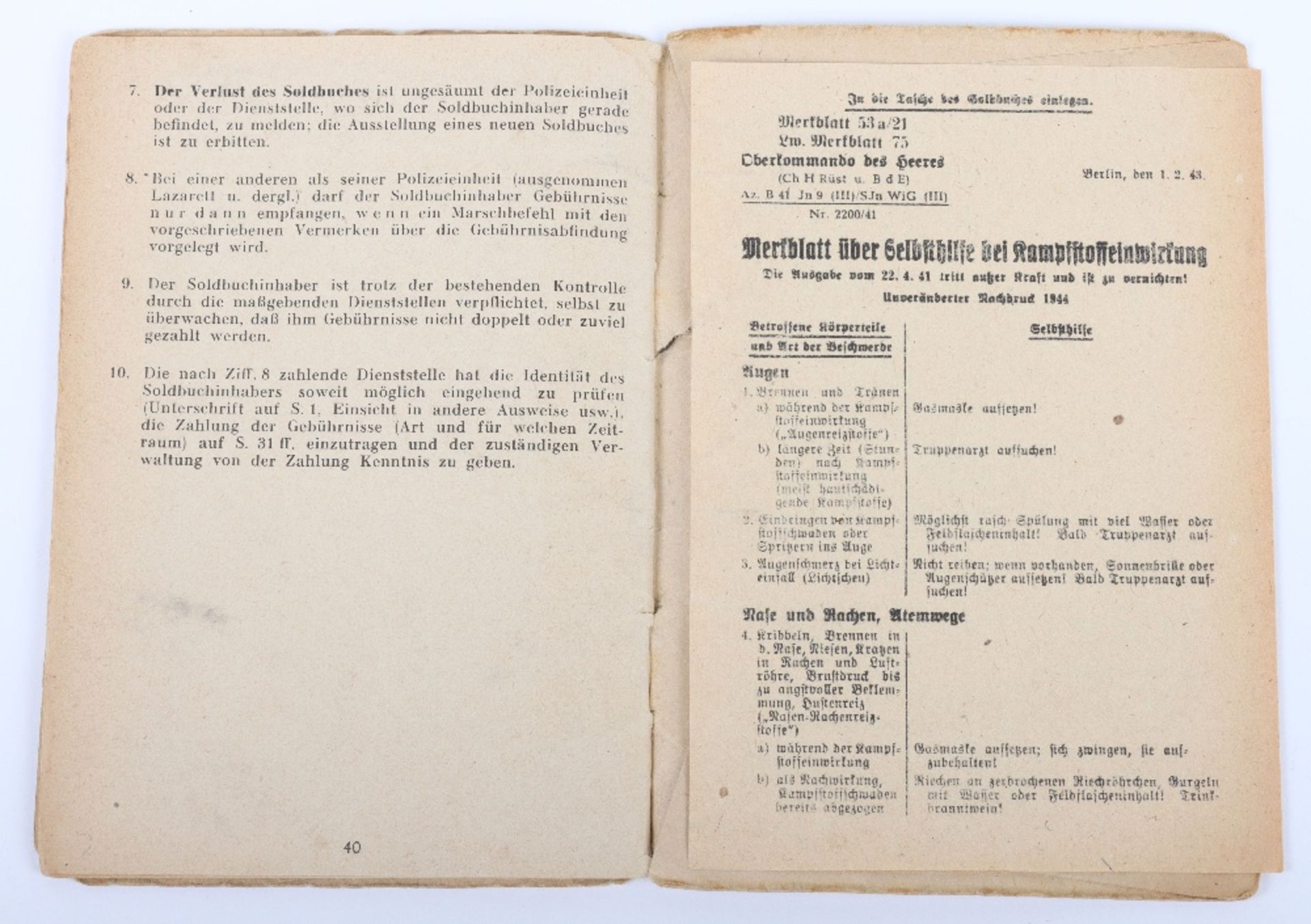 WW2 German SS-Polizei Soldbuch to Oberwachmeister der Reserve R. Holm. Late 1945 issue, Schutzpolize - Bild 6 aus 7