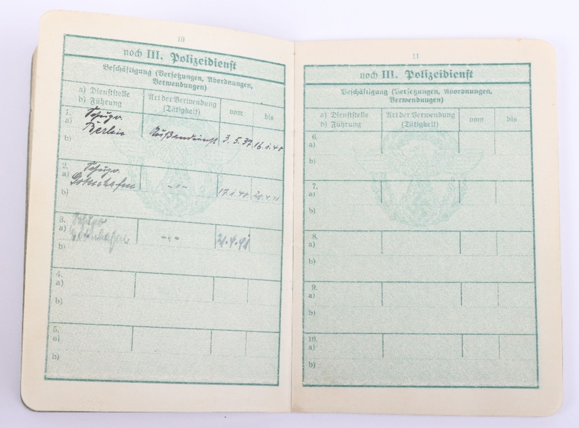 WW2 German Police service book / Polizei Dienstpass to Kurt Falbe from Berlin - Image 8 of 11