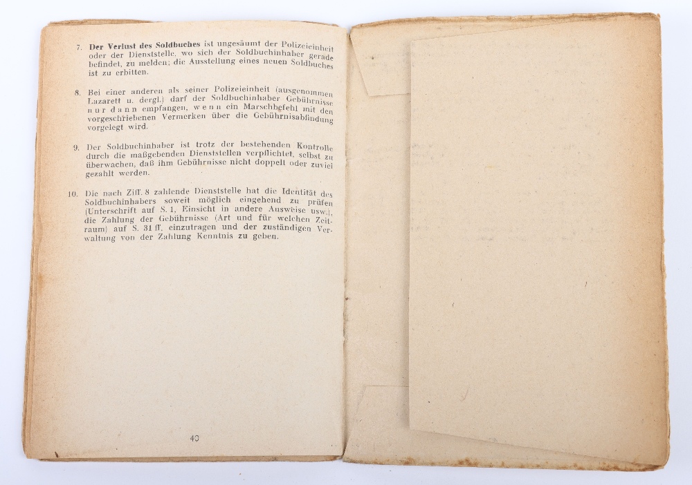 WW2 German SS-Polizei Soldbuch to Edgar Wettermann, late 1945 issue Hamburg - Image 8 of 9