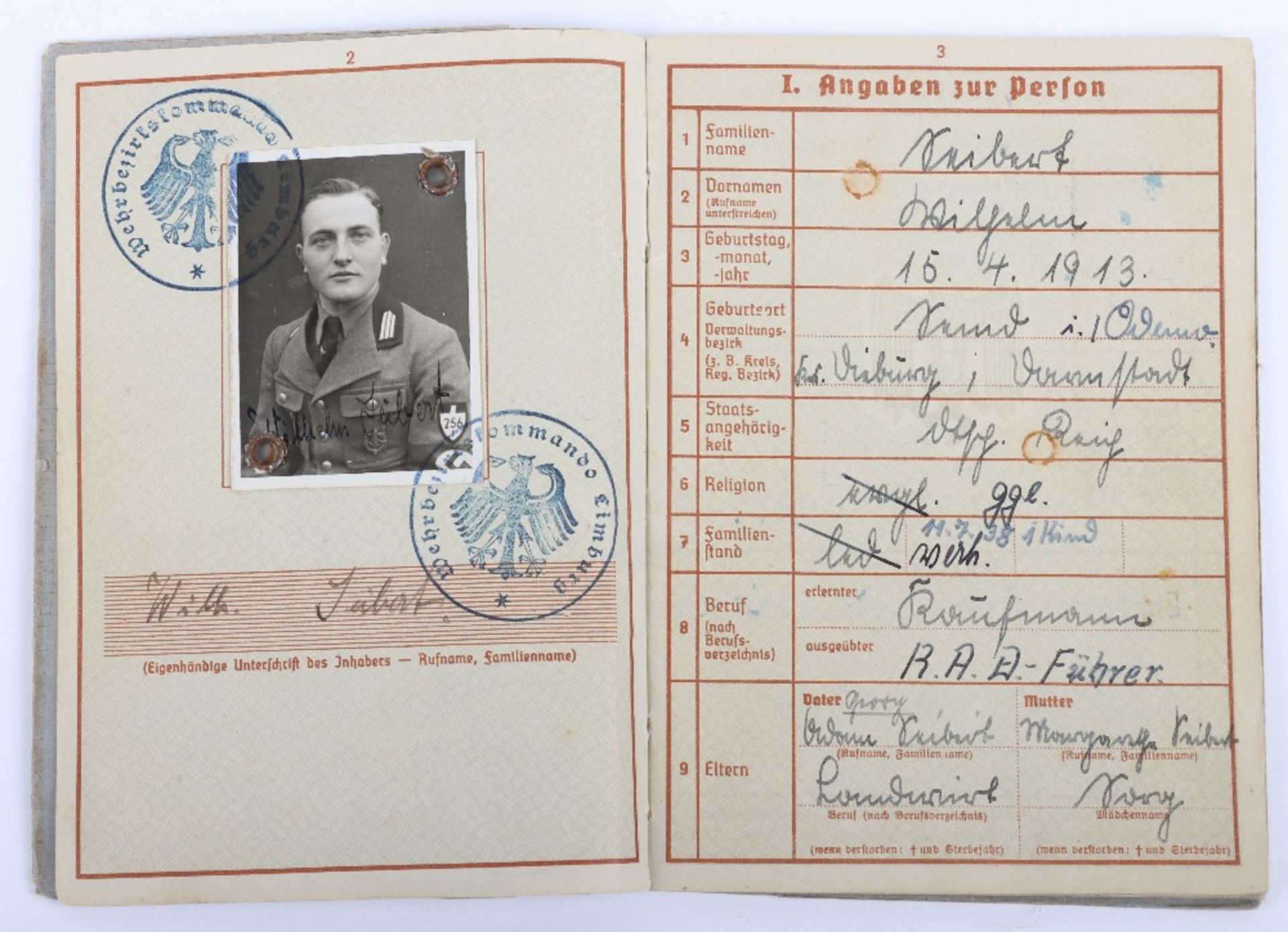 WW2 German Wehrpass to Gefreiter W. Servant, Inf. Reg. 506. KIA Russia 1942 - Image 6 of 22