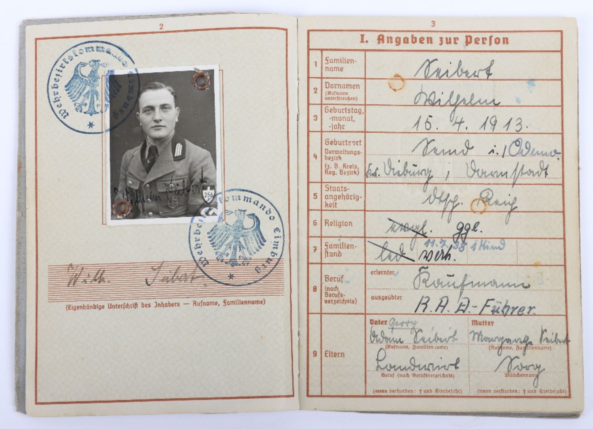 WW2 German Wehrpass to Gefreiter W. Servant, Inf. Reg. 506. KIA Russia 1942 - Bild 6 aus 22