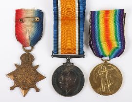A Great War 1914 Star medal trio to the 2nd Battalion Northamptonshire Regiment