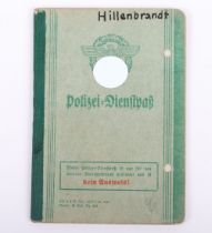 WW2 German Police service book / Polizei Dienstpass to E. Hillenbrand. Polizei Reserve Hamburg 1941