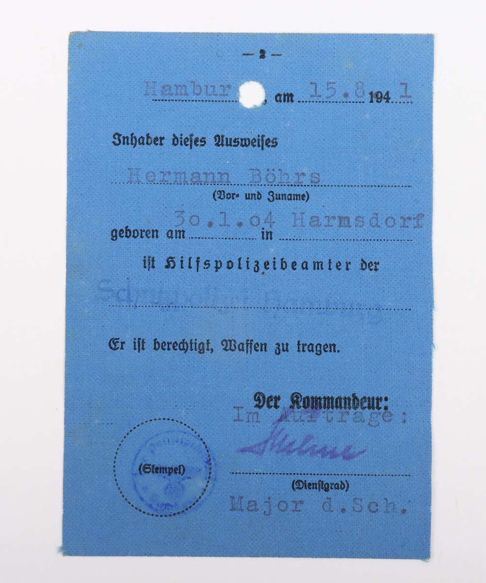 WW2 German SS-Polizei Soldbuch to Oberwachmeister der Reserve Hermann Böhrs 1944 issue Kommando der - Bild 8 aus 8
