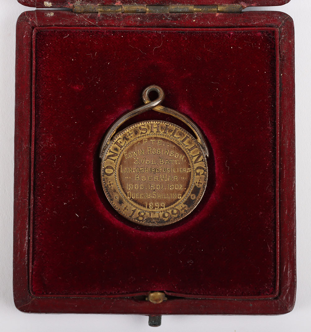 An interesting Queens Shilling commemorative medallion to the Lancashire Fusiliers for the Second Bo - Image 4 of 6