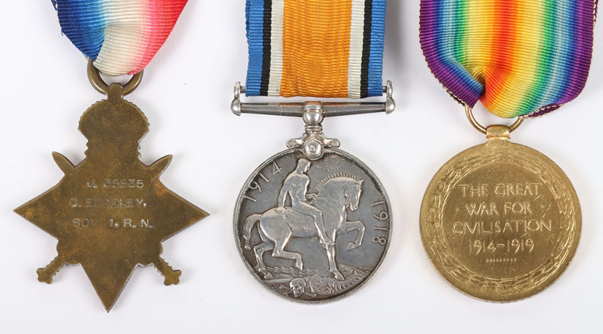 A Great War 1914-15 trio of medals to a young sailor in the Royal Navy - Image 5 of 5