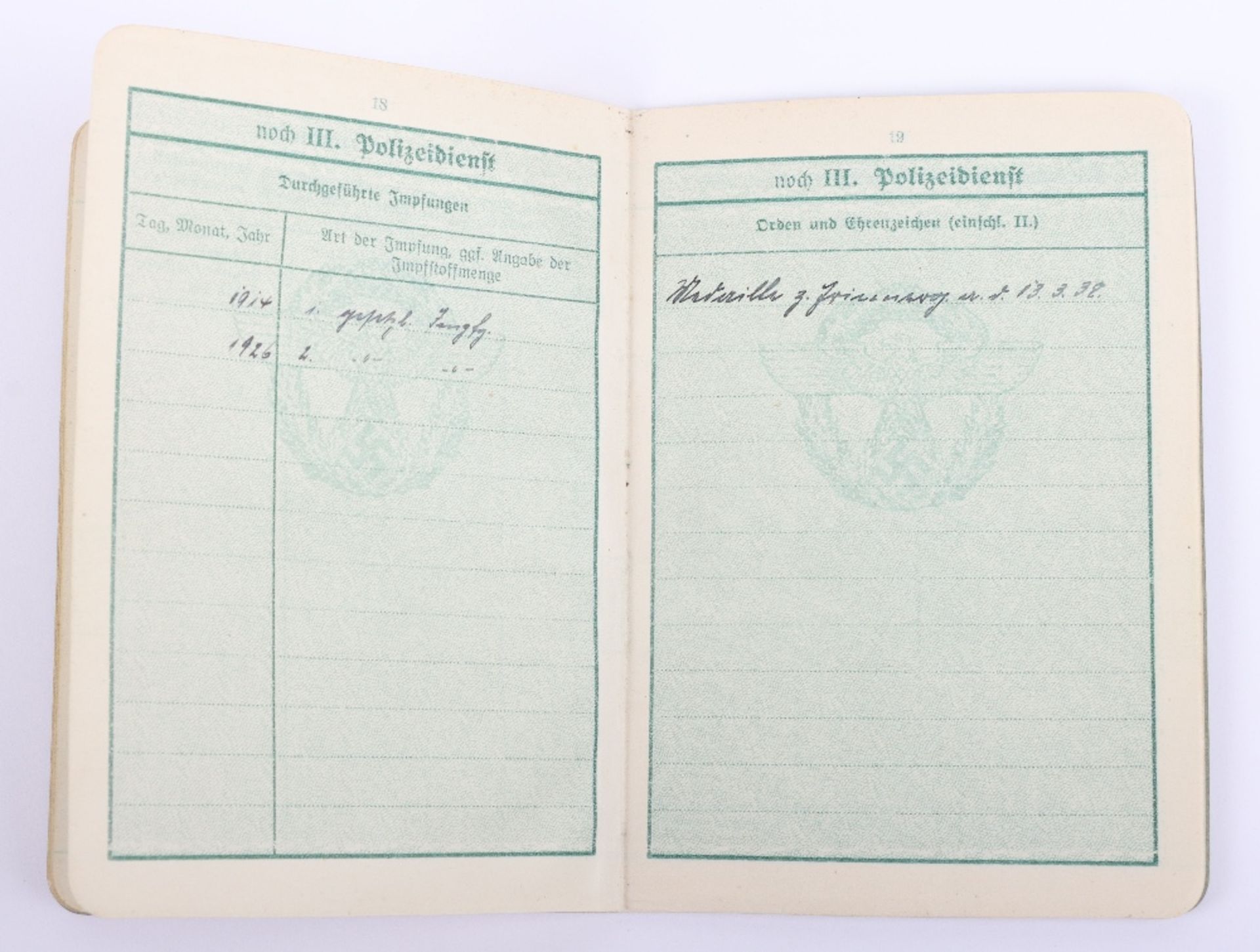 WW2 German Police service book / Polizei Dienstpass to Kurt Falbe from Berlin - Image 10 of 11