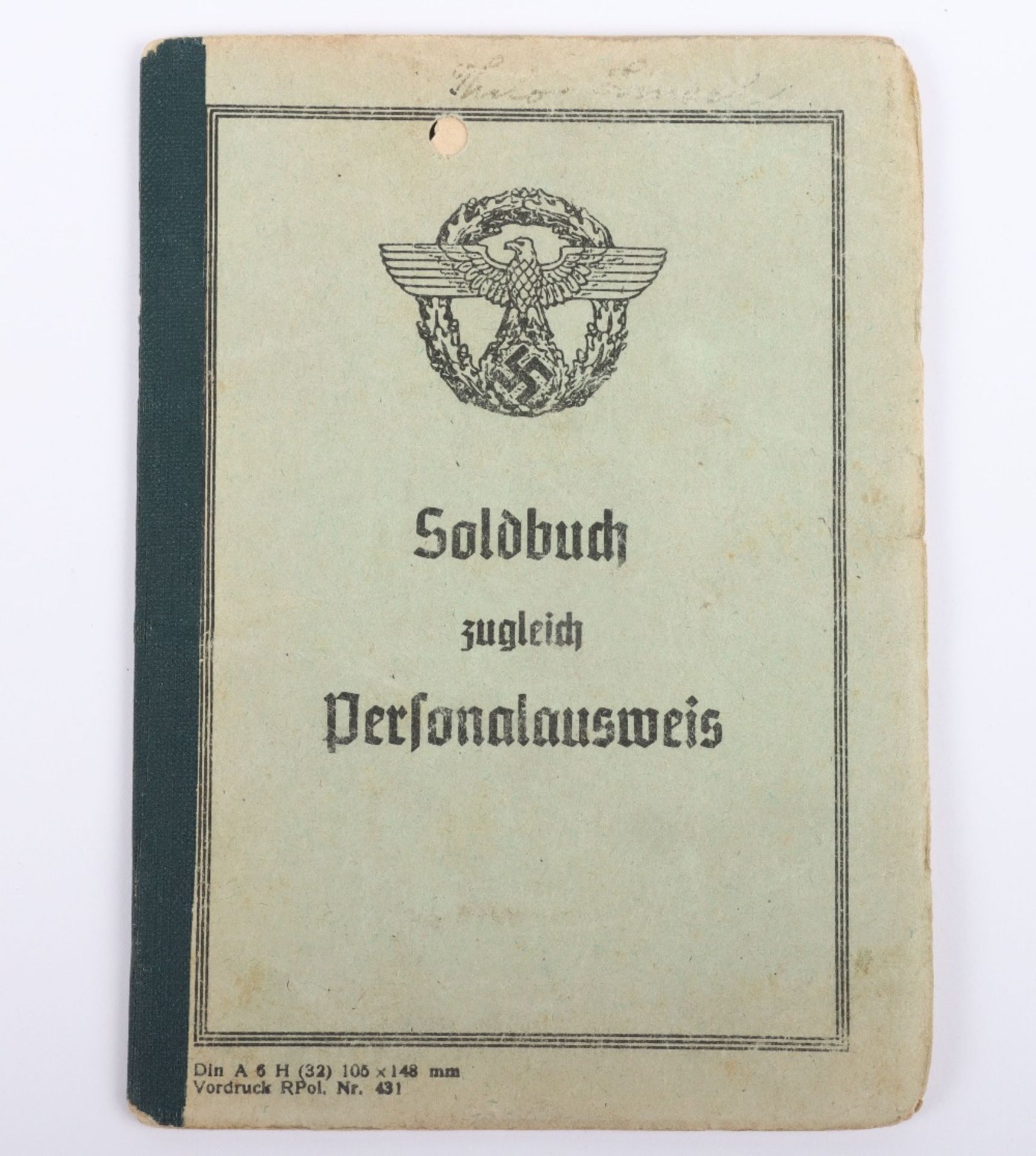 WW2 German Police Soldbuch / ID book to Thilo Linsel, late 1944 issue, Polizei Reserve Hamburg - Bild 2 aus 11