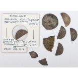 Medieval cut pennies including John, with an Elizabeth I groat