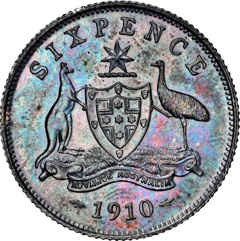 NGC MS 64 – Australia – Commonwealth – George V (1910-1936), Sixpence, 1910 - Image 2 of 3