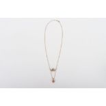 A 9ct diamond and coral earring and pendant chain set