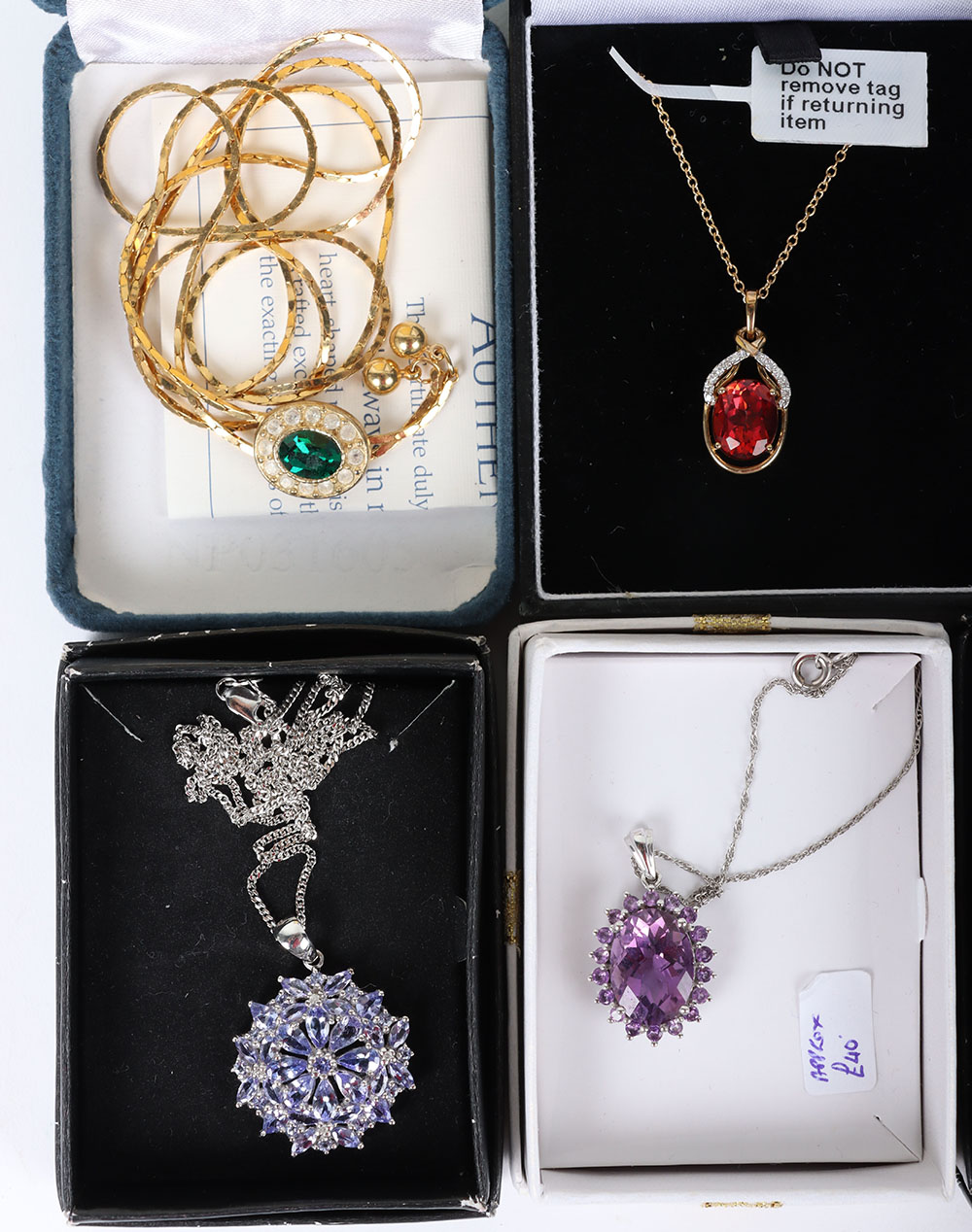 Three modern 9ct and gem set necklaces (including white gold) - Image 2 of 3